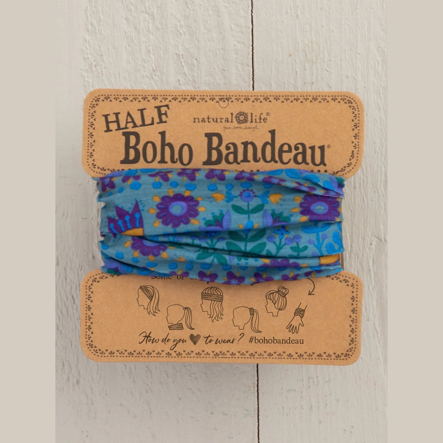 Half Boho Bandeau® Headband - Blue Floral Mandala