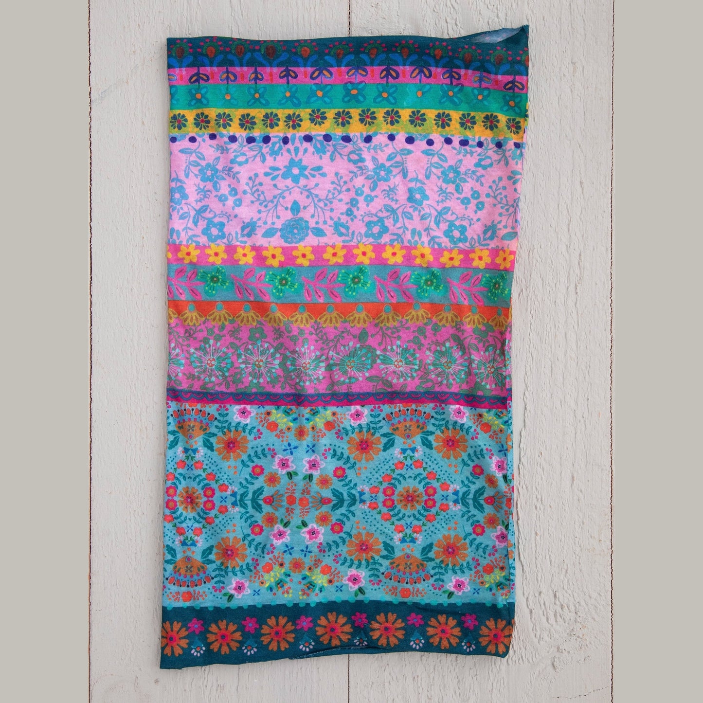 Full Boho Bandeau® Headband - Blue Pink Borders