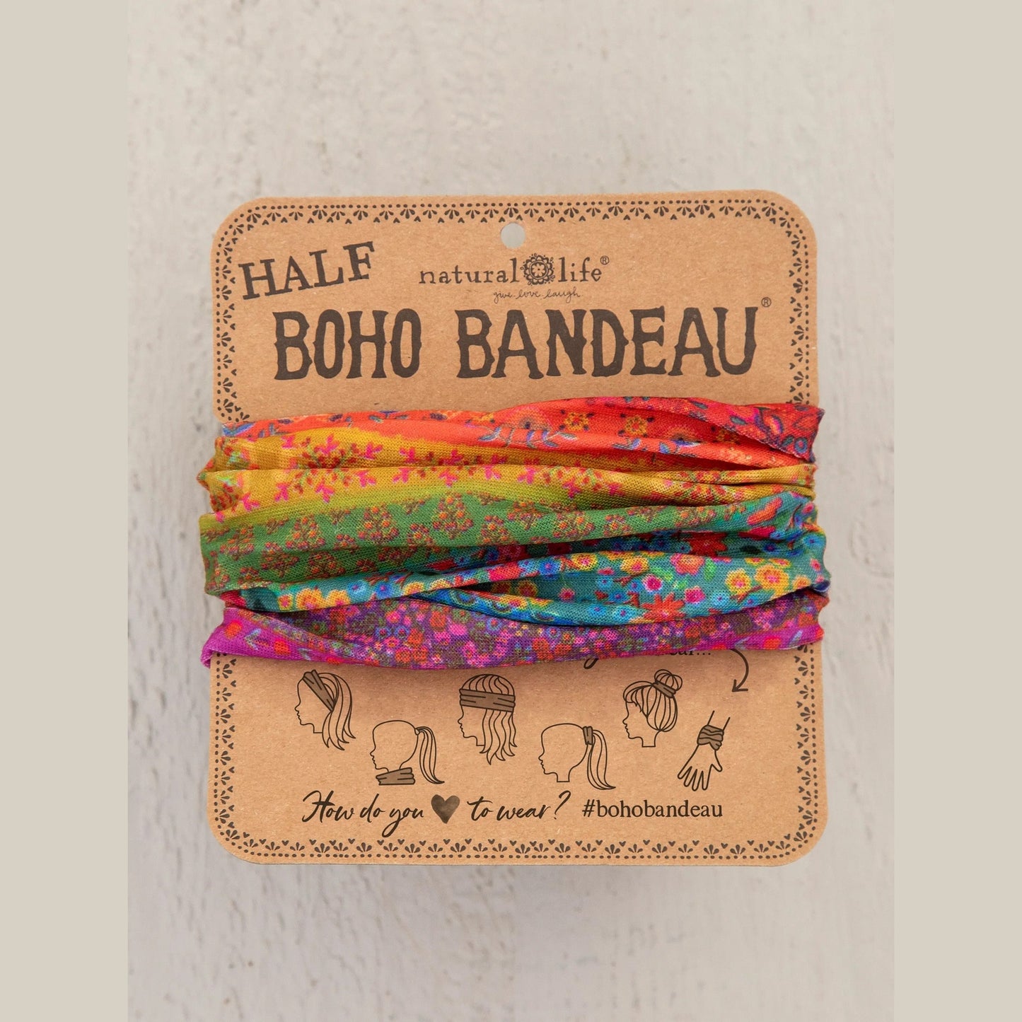 Half Boho Bandeau® Headband - Rainbow Border