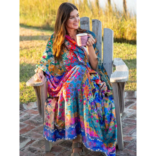 Double-Sided Cozy Throw Blanket - Bright Patchwork