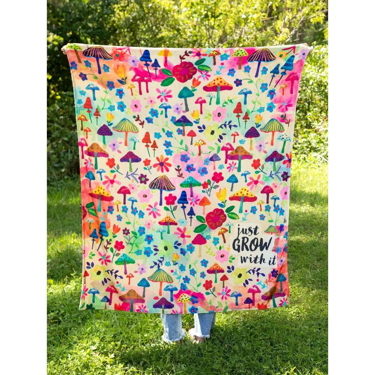 Double-Sided Cozy Throw Blanket - Border Folk Garden - Thumbnail 5