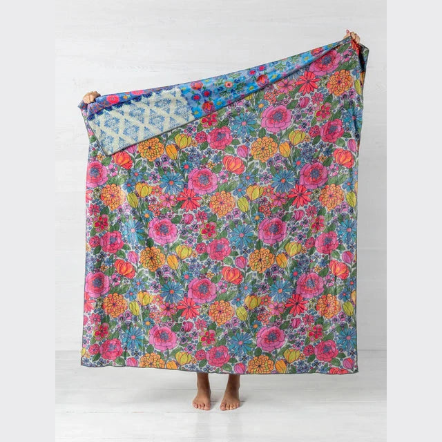 Double-Sided Cozy Throw Blanket - Teal Cat