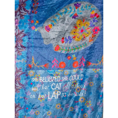 Double-Sided Cozy Throw Blanket - Teal Cat