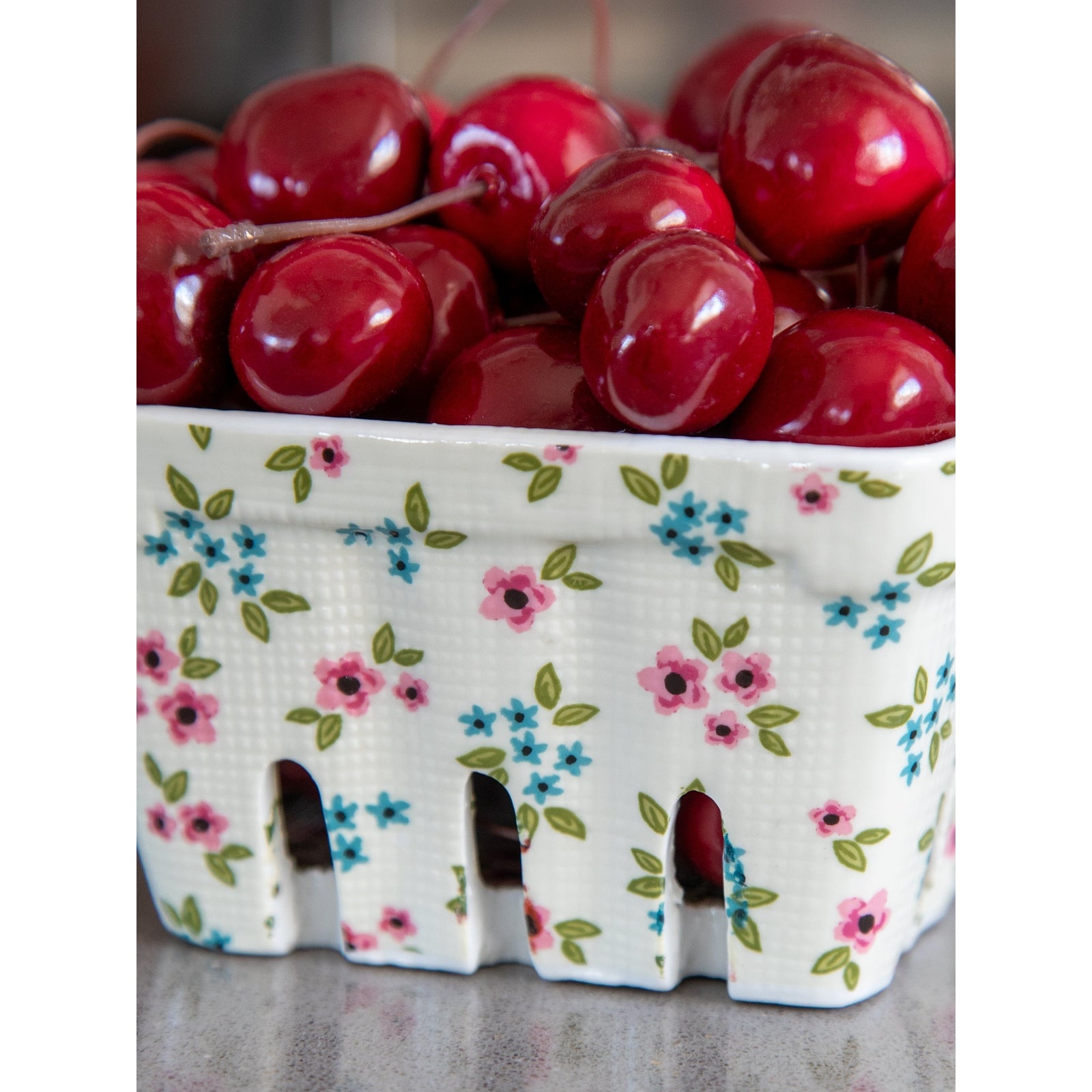 Ceramic Berry Colander - Pink Blue Floral - Thumbnail 4