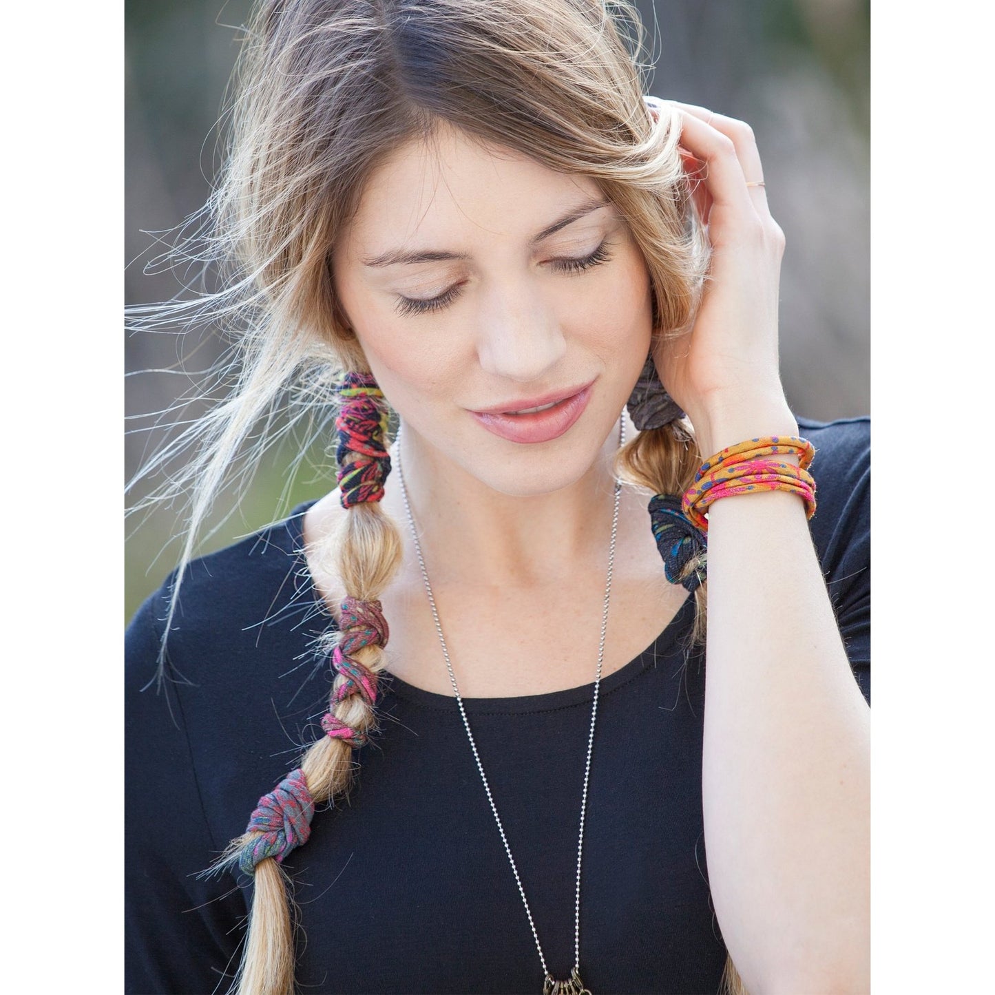 Boho Bands Hair Ties, Set of 3 - Mustard Navy Plum