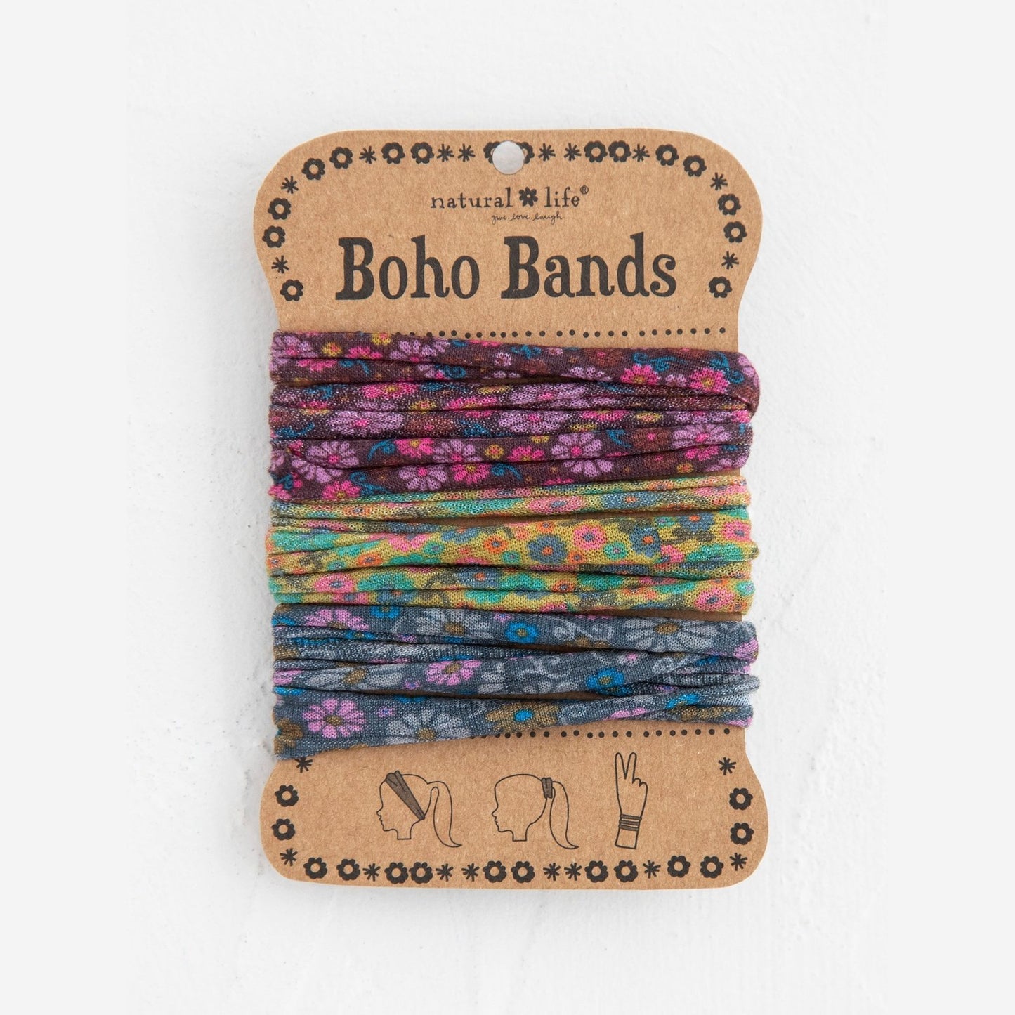 Boho Bands Hair Ties, Set of 3 - Violet Mustard Grey