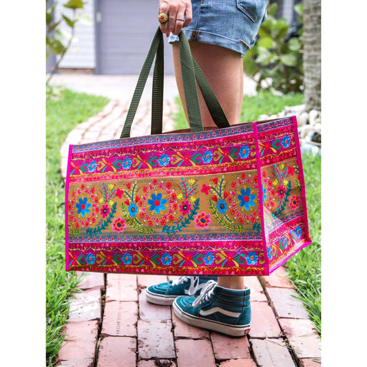 Carry All Tote Bag - Floral Border