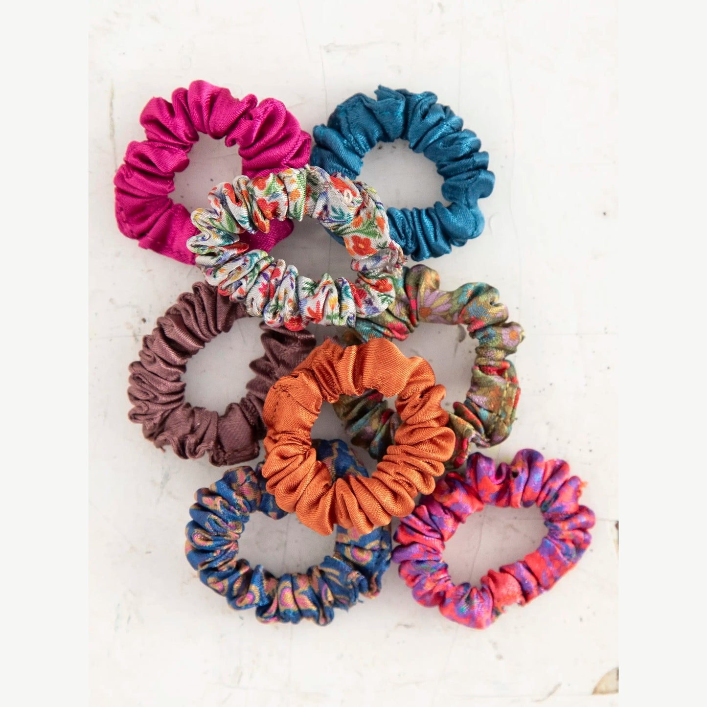 Mini Satin Scrunchie, Set of 8 - Rainbow