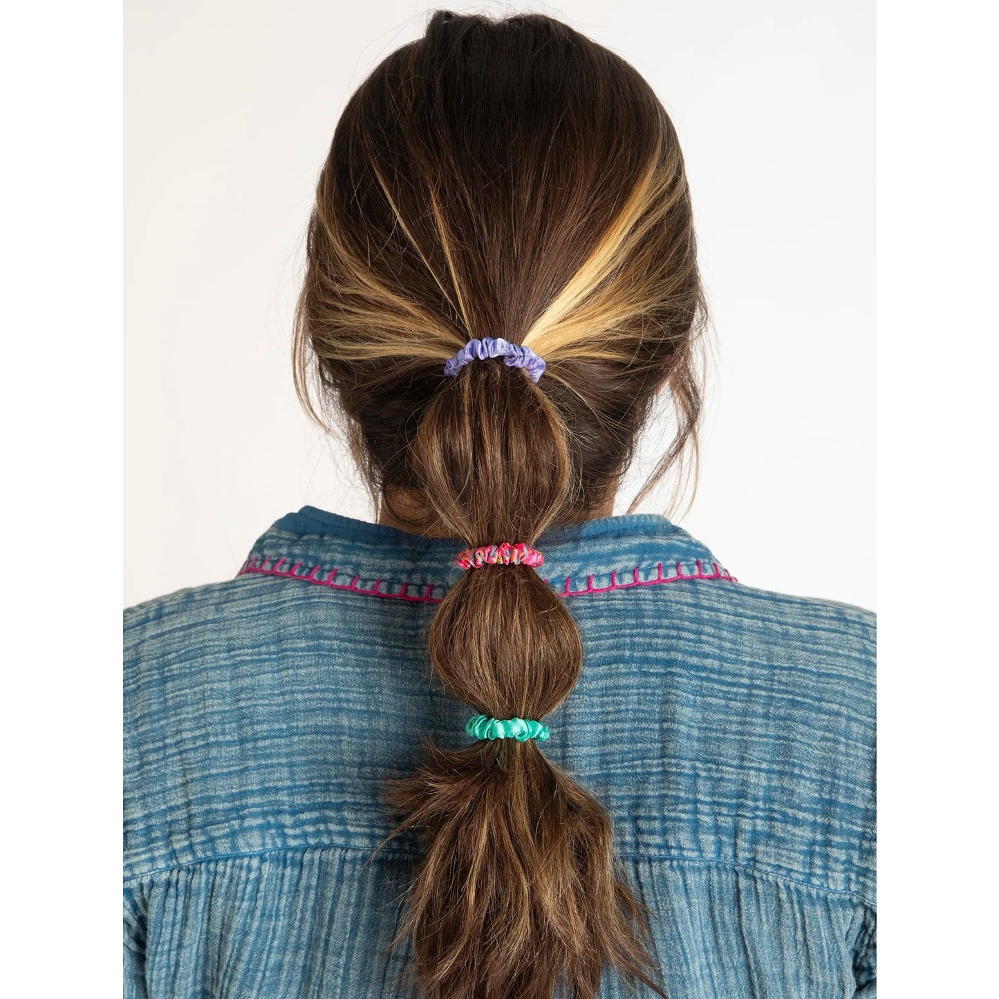 Mini Satin Scrunchie, Set of 8 - Rainbow