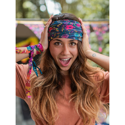 Full Boho Bandeau® Headband - Navy Wildflowers