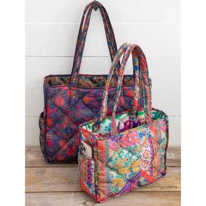 Reversible Puffy Tote Bag - Large, Floral Garden