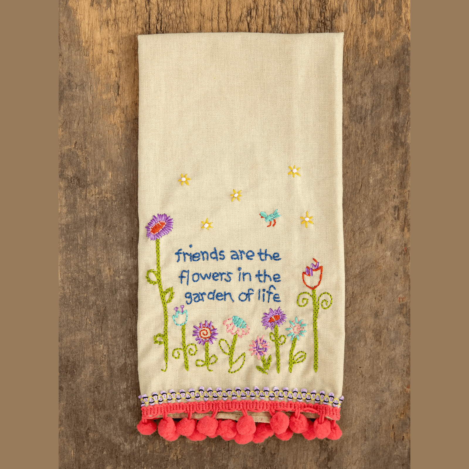 Linen Embroidered Hand Towel - Girlfriends