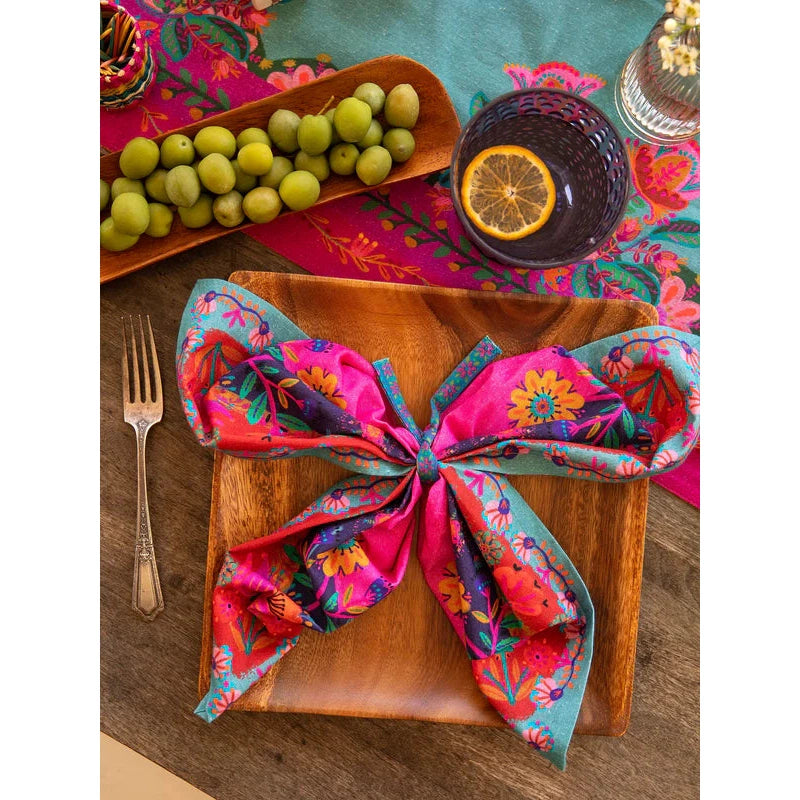 Bohemian Bungalow Napkins, Set of 4 - Blue Borders