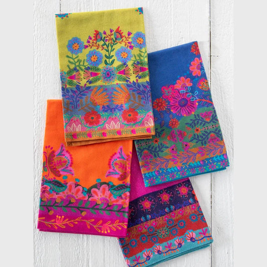 Bohemian Bungalow Napkins, Set of 4 - Blue Borders