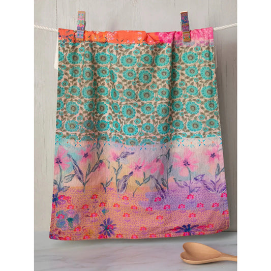 Cotton Dish Towel - Pink Watercolor Patchwork
