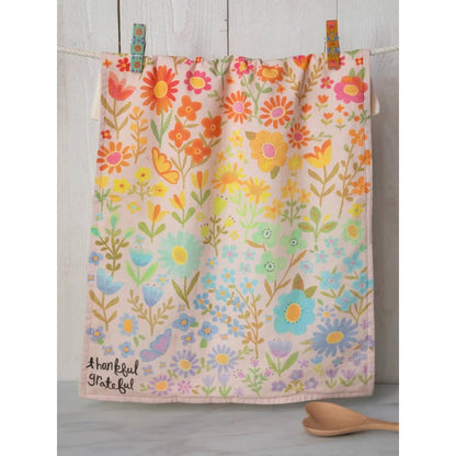 Cotton Dish Towel - Thankful Grateful Floral - The Feral Market