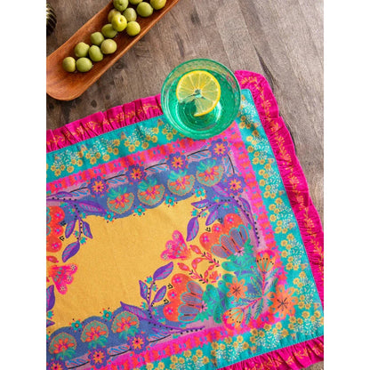 Bohemian Bungalow Ruffle Placemat - Mustard Borders