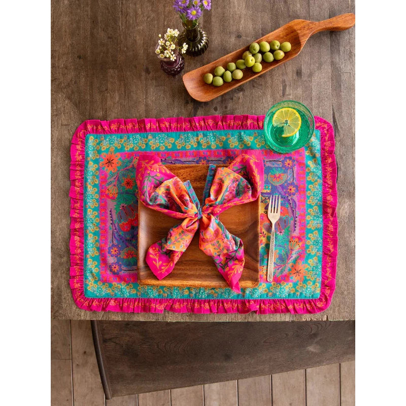 Bohemian Bungalow Ruffle Placemat - Mustard Borders