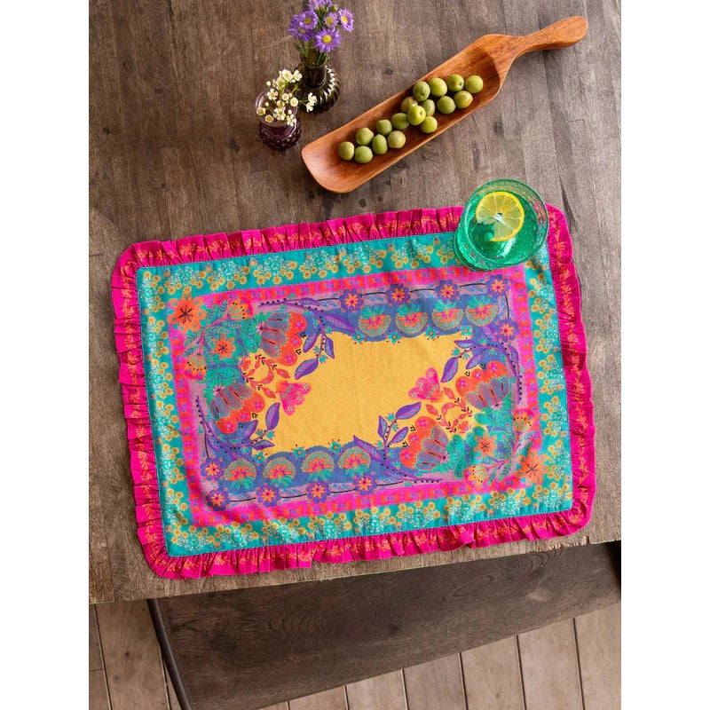 Bohemian Bungalow Ruffle Placemat - Mustard Borders