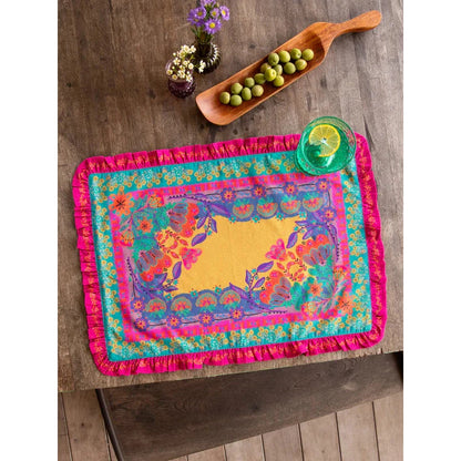 Bohemian Bungalow Ruffle Placemat - Mustard Borders