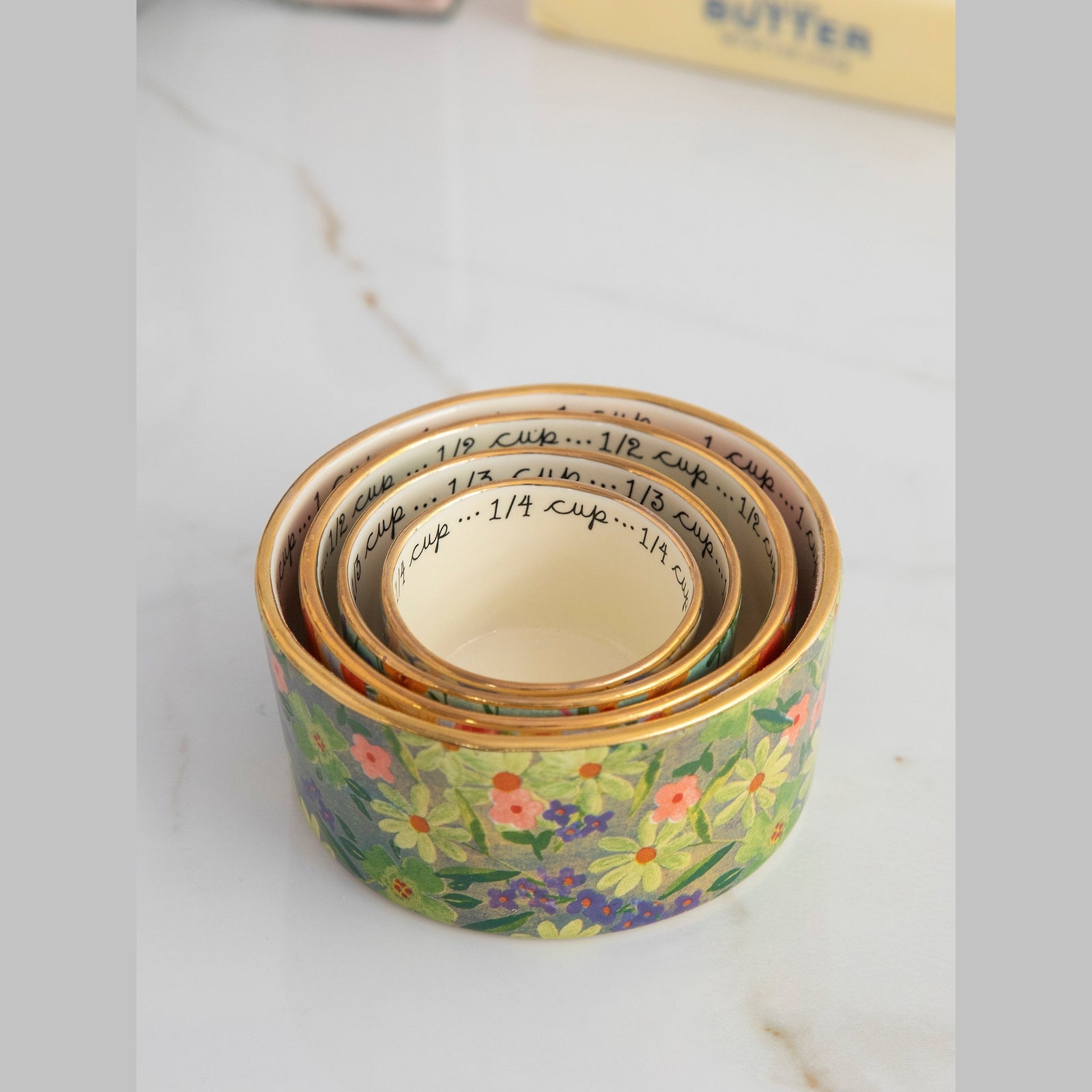 Ceramic Nesting Measuring Cups - Multi Floral - Thumbnail 2