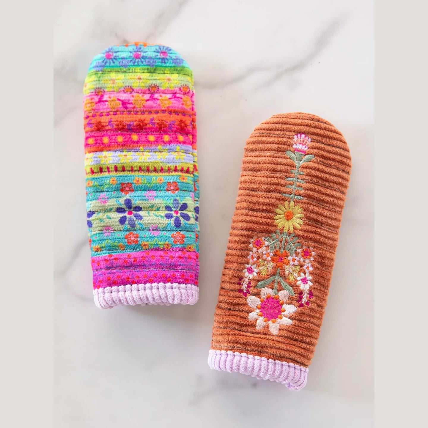 Cook Happy Pot Handle Cover, Set of 2 - Rust Folk Flower - Thumbnail 3