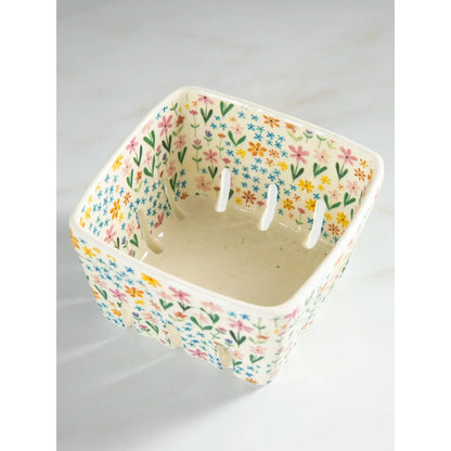 Ceramic Berry Colander - Ditsy Cream Rainbow Floral