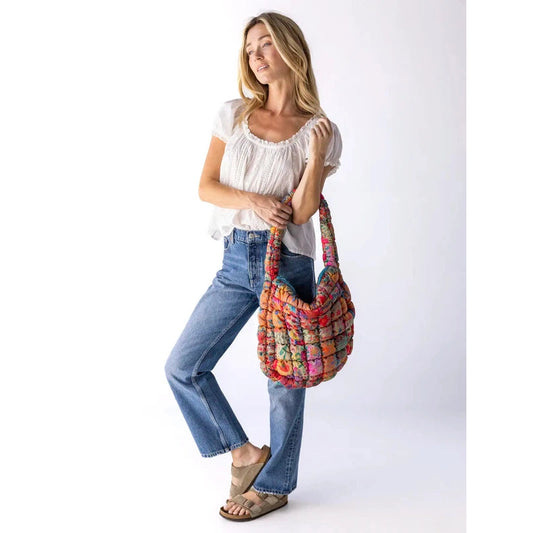 Puffy Fit-It-All Bag - Pink Floral Patchwork