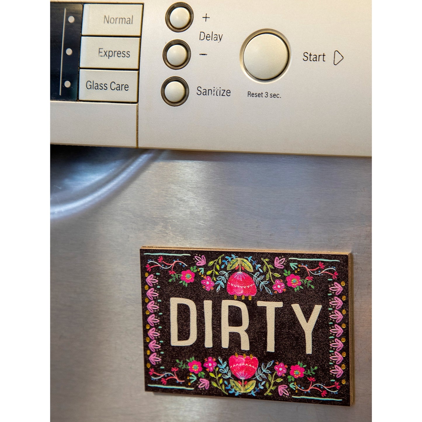 Dishwasher Magnet - Floral Border