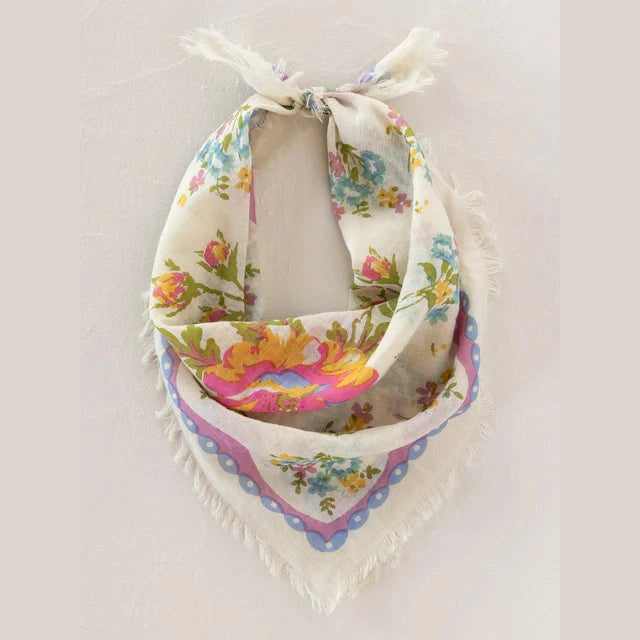 Printed Bandana - Cream Floral - The Feral Market