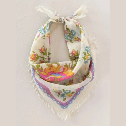 Printed Bandana - Cream Floral - The Feral Market
