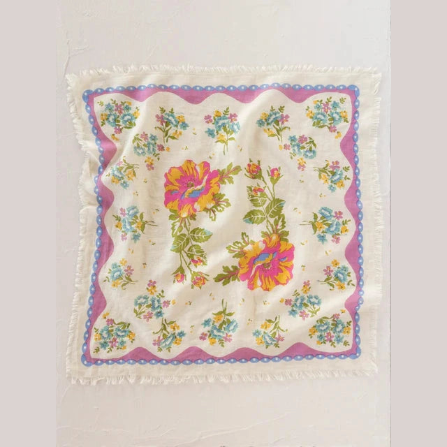 Printed Bandana - Cream Floral - The Feral Market