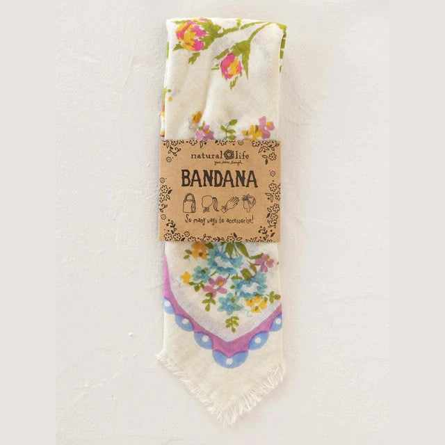 Printed Bandana - Cream Floral - The Feral Market