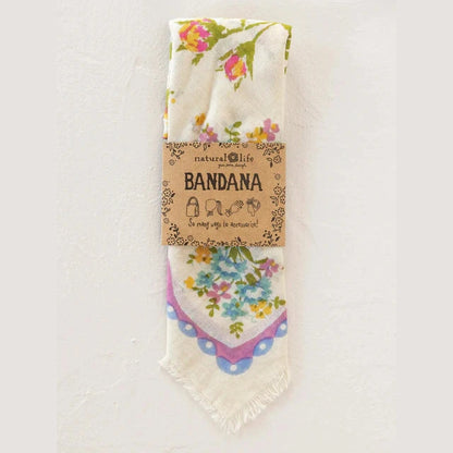 Printed Bandana - Cream Floral - The Feral Market