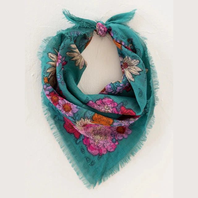 Printed Bandana - Cream Floral - The Feral Market