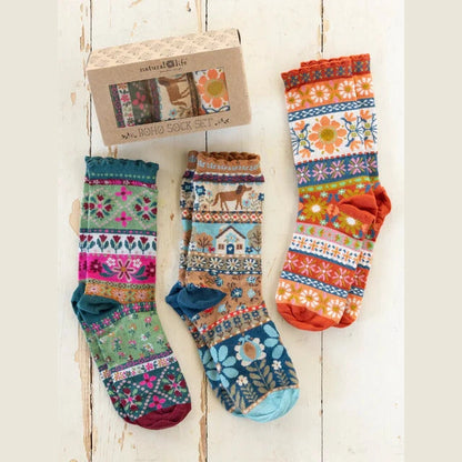 Boxed Boho Sock, Set of 3 - Dog
