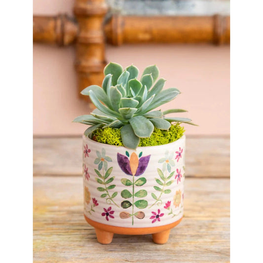 Mini Artisan Planter - Folk Flower