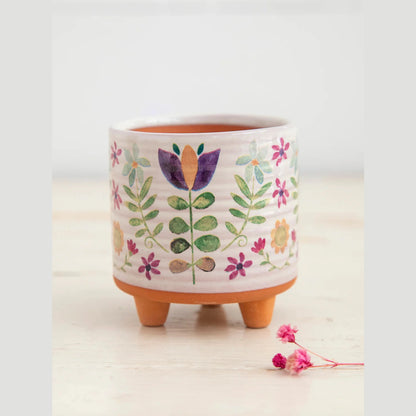 Mini Artisan Planter - Folk Flower