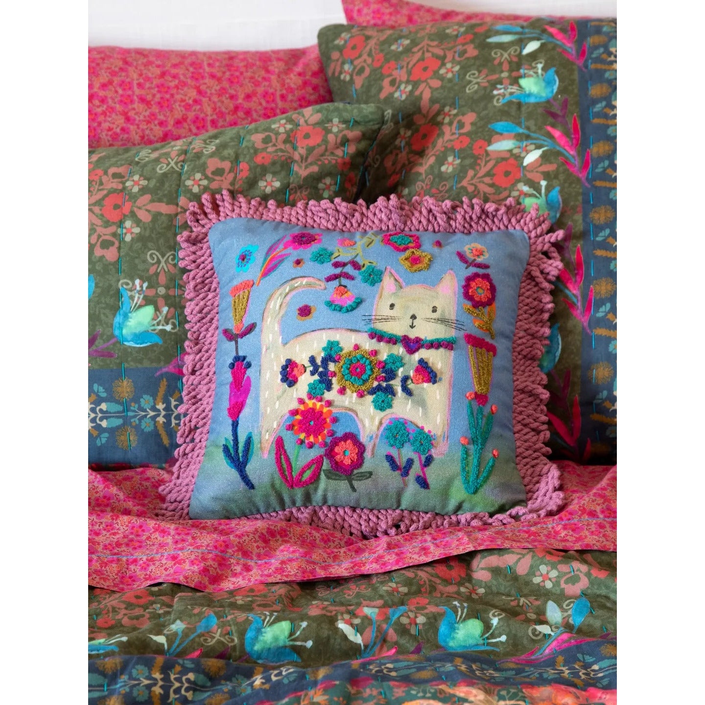 Tufted Boho Pillow - Cat - Thumbnail 2
