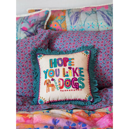 Tufted Boho Pillow - Hope You Like Dogs