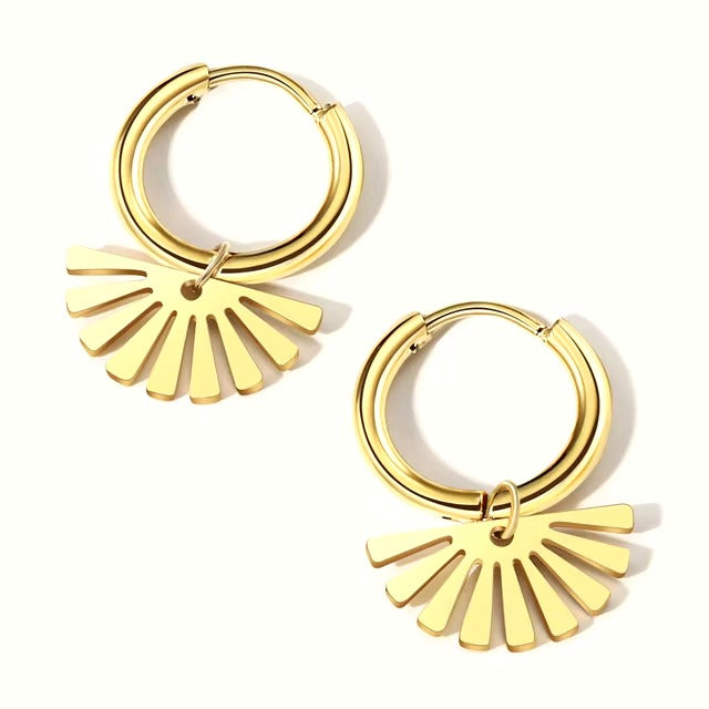 Gold Fan Mini Hoop Earrings