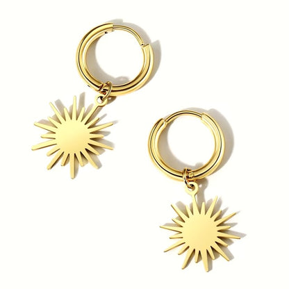 Gold Sun Mini Hoop Earrings