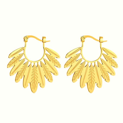 Leaf Gold Hoop Earrings