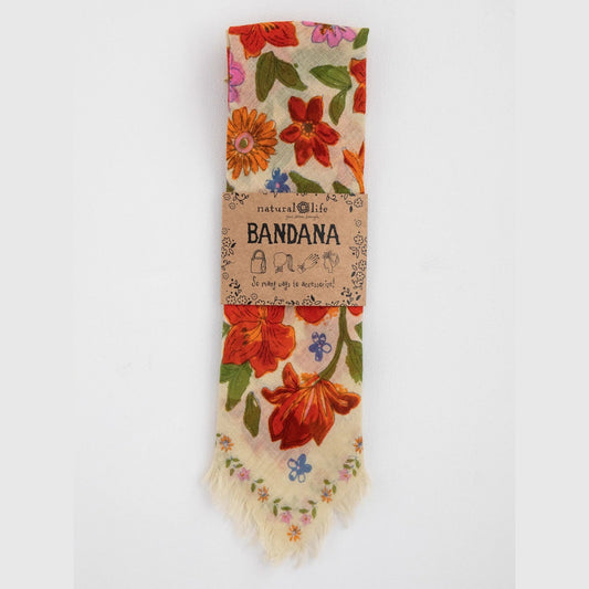 Printed Bandana - Cream Floral