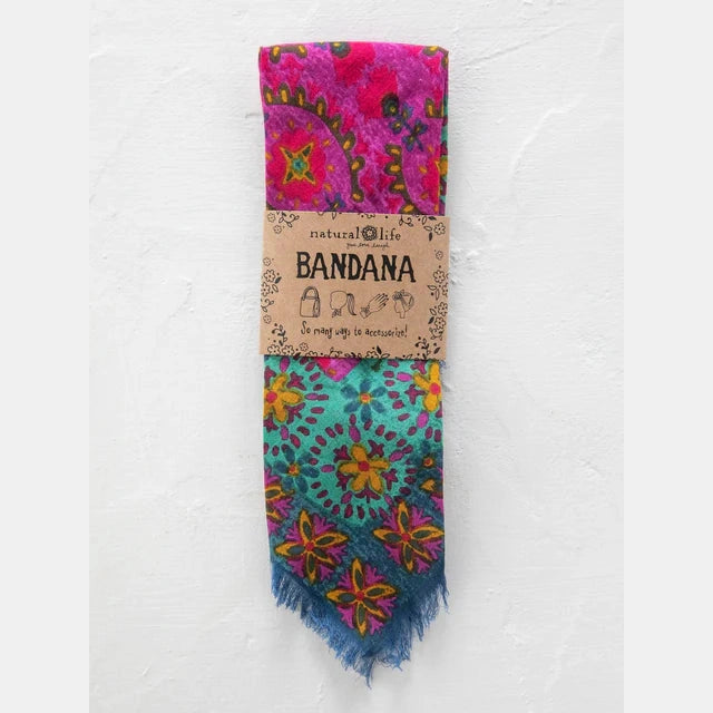 Printed Bandana - Cream Floral - The Feral Market