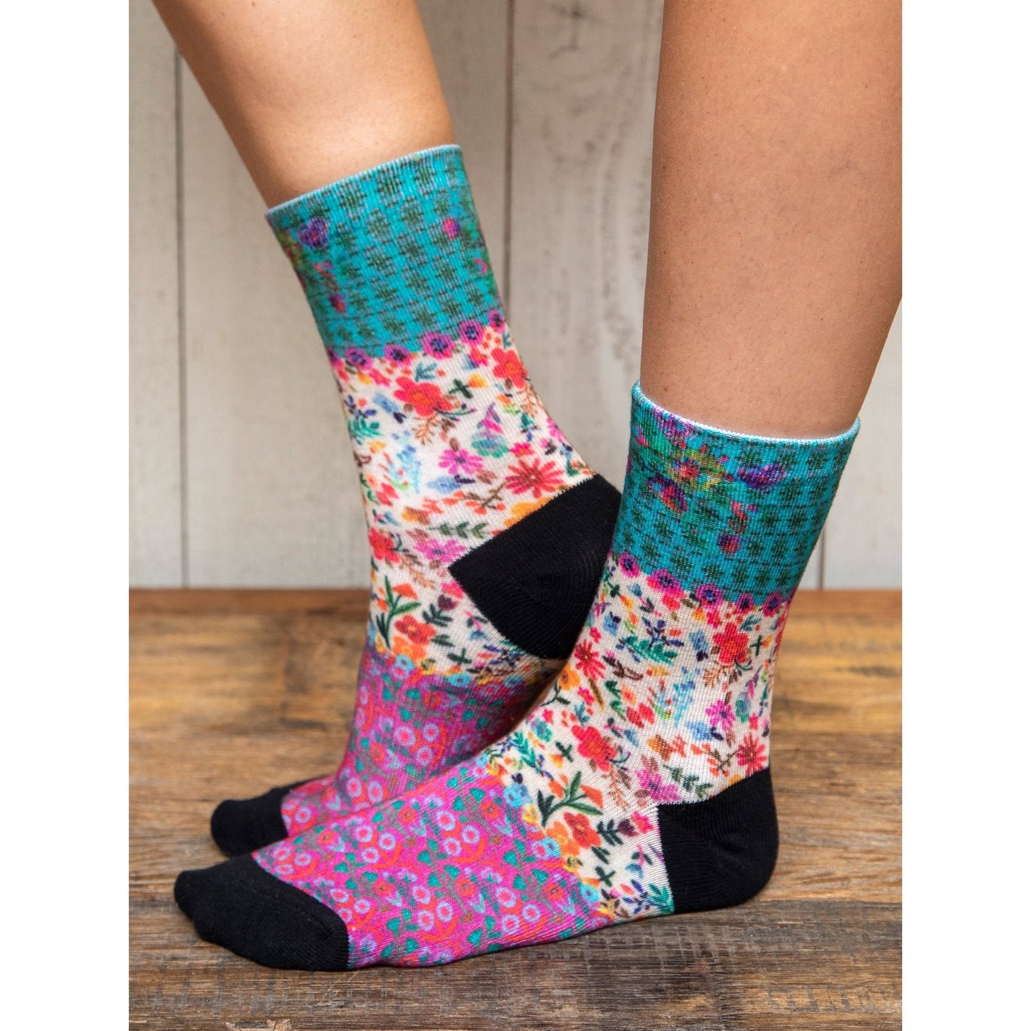 Printed Weekend Sock Set, Set of 2 - Teal Floral