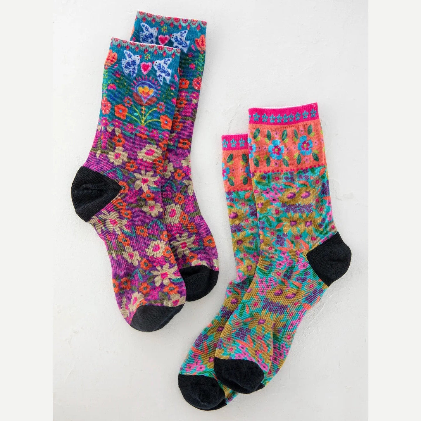 Printed Weekend Sock Set, Set of 2 - Eggplant Birds