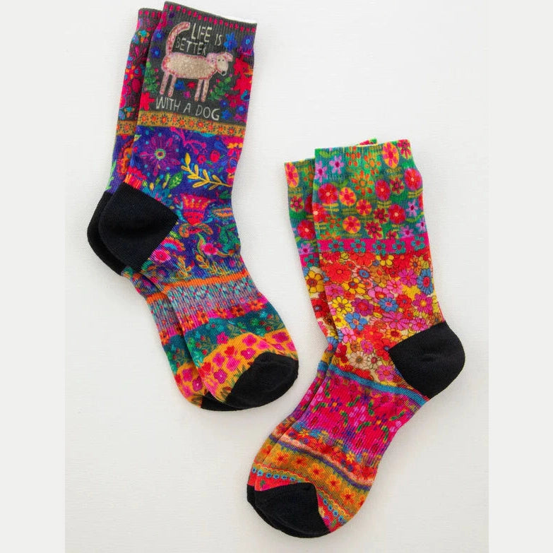 Printed Weekend Sock Set, Set of 2 - Better With A Dog