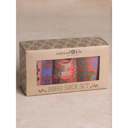 Boxed Boho Sock, Set of 3 - Cat