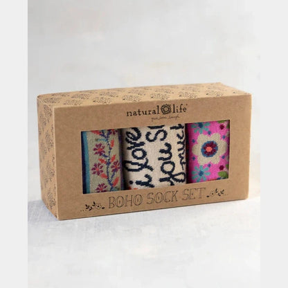 Boxed Boho Sock Set, Set of 3 - I Love You So Much